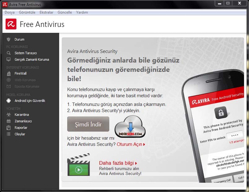 Avira antivirüs programı