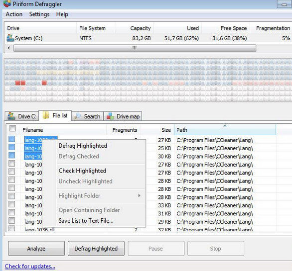 piriform defraggler disk health warning piriform defraggler disk health warning