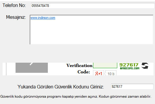 Ücretsiz Sms Gönderme programı